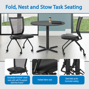 Soft PU Padded ProGrid® Back Armless Folding/Nesting Chair, Dillon Black Padded Seat (2-Pack)