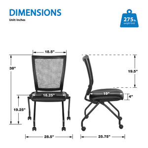 Soft PU Padded ProGrid® Back Armless Folding/Nesting Chair, Dillon Black Padded Seat (2-Pack)