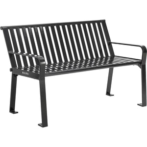 Global Industrial Steel Slat Park Bench, 4'