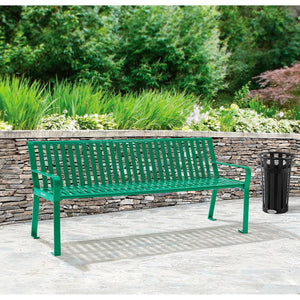 Global Industrial Steel Slat Park Bench, 6'