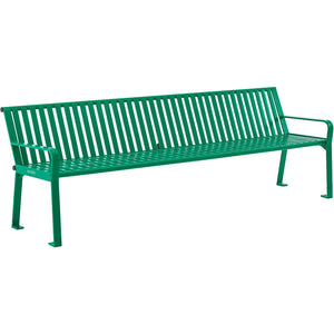 Global Industrial Steel Slat Park Bench, 8'