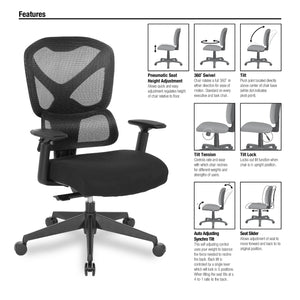 Deluxe Mid-Back Executive Chair with Breathable Black Mesh Back and Black Fabric Seat