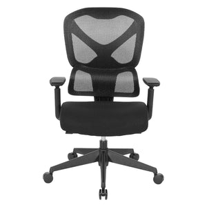 Deluxe Mid-Back Executive Chair with Breathable Black Mesh Back and Black Fabric Seat