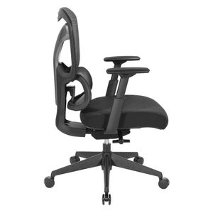 Deluxe Mid-Back Executive Chair with Breathable Black Mesh Back and Black Fabric Seat