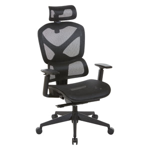 Manager's Chair with Headrest, Breathable Black Mesh Seat and Back