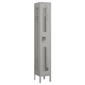 12" Wide Single Tier Vented Metal Locker, 1 Wide, 6 Feet High, Assembled