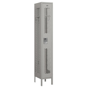 12" Wide Single Tier Vented Metal Locker, 1 Wide, 6 Feet High, Assembled