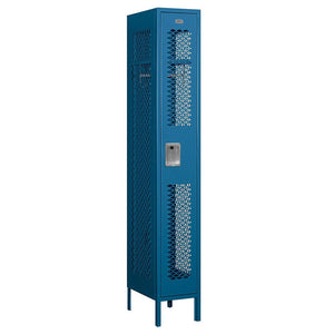 12" Wide Single Tier Vented Metal Locker, 1 Wide, 6 Feet High, Assembled