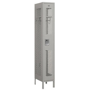 12" Wide Single Tier Vented Metal Locker, 1 Wide, 6 Feet High, Assembled