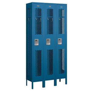 12" Wide Single Tier Vented Metal Locker, 3 Wide, 6 Feet High, Assembled