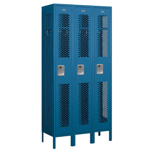 12" Wide Single Tier Vented Metal Locker, 3 Wide, 6 Feet High, Assembled