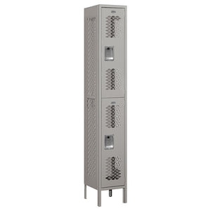 12" Wide Double Tier Vented Metal Locker, 1 Wide, 6 Feet High, Assembled