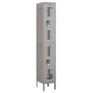12" Wide Double Tier Vented Metal Locker, 1 Wide, 6 Feet High, Assembled