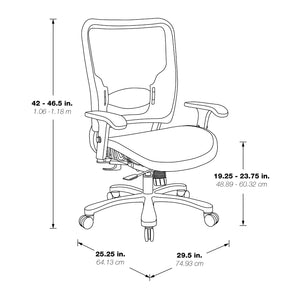 Big and Tall Air Grid Seat and Back Manager's Chair with Height Adjustable Lumbar Support, 2-Way Adjustable Arms and Industrial Steel Finish Base