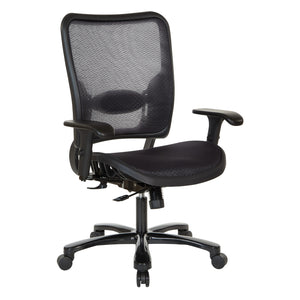 Big and Tall Air Grid Seat and Back Manager's Chair with Height Adjustable Lumbar Support, 2-Way Adjustable Arms and Industrial Steel Finish Base