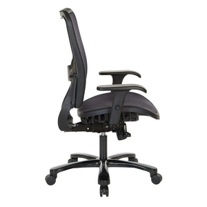 Big and Tall Air Grid Seat and Back Manager's Chair with Height Adjustable Lumbar Support, 2-Way Adjustable Arms and Industrial Steel Finish Base