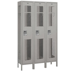 15" Wide Single Tier Vented Metal Locker, 3 Wide, 6 Feet High, Assembled