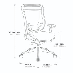 Breathable Mesh Back and Black Mesh Seat Executive High Back Chair with Adjustable Arms and Lumbar, Seat Slider and Industrial Steel Finish Angled Base, 300 Lbs Weight Capacity
