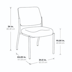 Padded Seat and Back Armless Visitor’s Chair with Dillon Black Fabric and Black EPD Finish Frame