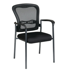ProGrid® Mesh Back Deluxe Stscking Visitor’s Chair with FreeFlex® II Coal Padded Fabric Seat, Contoured Arms and Titanium EPD Finish Frame