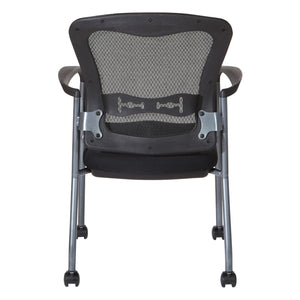 ProGrid® Mesh Back Deluxe Guest Chair with FreeFlex® II Coal Padded Fabric Seat, Arms, Casters and Titanium EPD Finish Frame