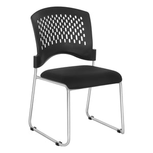 Stacking Chair with Ventilated Plastic Back and FreeFlex® II Coal Seat with Silver EPD Finish Sled Base, 20-Pack with Dolly