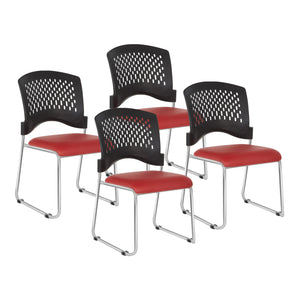 Stacking Chair with Ventilated Plastic Back and Silver Ion Technology Dillon Seat with Silver EPD Finish Sled Base, 4-Pack
