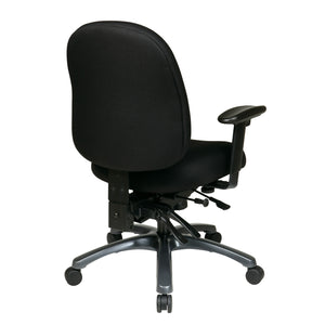 Mid-Back Ergonomic Chair with Titanium EPD Finish Base, Black Padded Fabric Seat