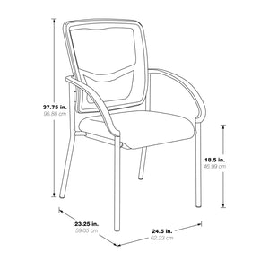 ProGrid® Mesh Back Stacking Visitor’s Chair with FreeFlex® II Coal Padded Fabric Seat, Contoured Arms and Titanium EPD Finish Frame