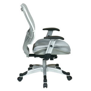 Self Adjusting Ice SpaceFlex® Back and Shadow Mesh Seat Manager’s Chair with Adjustable Arms and Platinum Finish Base