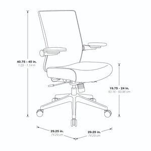 Breathable Mesh Back Manager's Chair with 4" Thick Padded Seat, Height Adjustable Lumbar Support, 3-Way Padded Cantilever Adjustable Flip Arms, Seat Slider and Silver Nylon Base