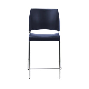 Cafetorium Counter Height Stool, Navy Plastic Seat, Chrome Frame