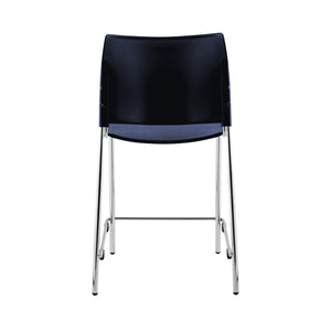 Cafetorium Counter Height Stool, Navy Plastic Seat, Chrome Frame