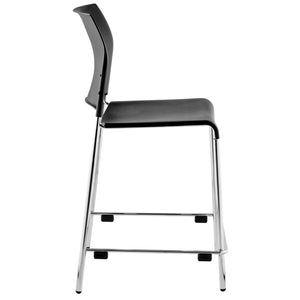 Cafetorium Counter Height Stool, Black Plastic Seat, Chrome Frame