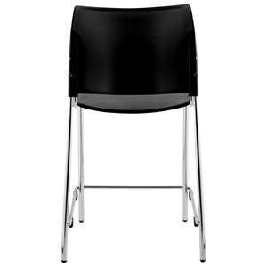 Cafetorium Counter Height Stool, Black Plastic Seat, Chrome Frame