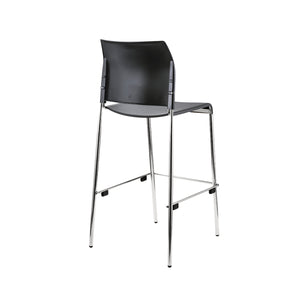 Cafetorium Bar Stool, Charcoal Plastic Seat, Chrome Frame