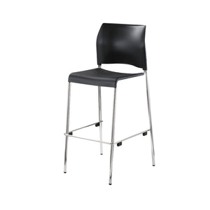 Cafetorium Bar Stool, Charcoal Plastic Seat, Chrome Frame