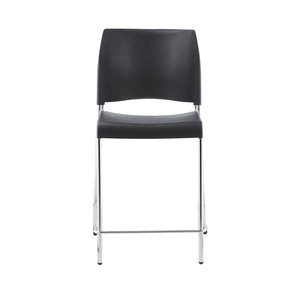 Cafetorium Counter Height Stool, Charcoal Plastic Seat, Chrome Frame