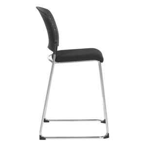 Tall Stacking Visitor’s Chair with Ventilated Plastic Back and FreeFlex® II Coal Padded Fabric Seat with Silver EPD Finish Sled Base, 23-Pack with Dolly