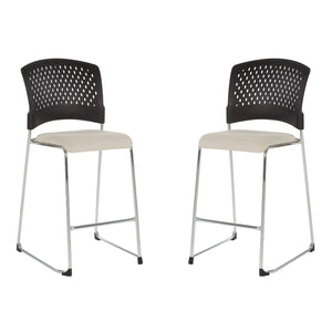 Tall Stacking Visitor’s Chair with Ventilated Plastic Back and Silver Ion Technology Dillon Seat with Silver EPD Finish Sled Base, 2-Pack