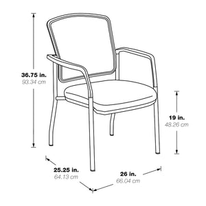 Guest Chair with Mesh Back, FreeFlex® II Coal Padded Fabric Seat and Silver EPD Finish Frame