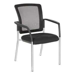 Guest Chair with Mesh Back, FreeFlex® II Coal Padded Fabric Seat and Silver EPD Finish Frame