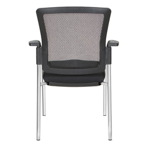 Guest Chair with Mesh Back, FreeFlex® II Coal Padded Fabric Seat and Silver EPD Finish Frame