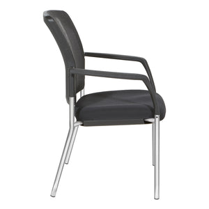 Guest Chair with Mesh Back, FreeFlex® II Coal Padded Fabric Seat and Silver EPD Finish Frame