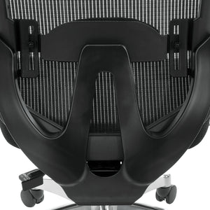 Black Vertical Mesh Back Manager's Chair with Black Bonded Leather Seat, Height Adjustable Lumbar Support, Height Adjustable Padded Arms and Polished Aluminum Base