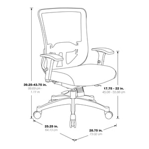 Black Vertical Mesh Back Manager's Chair with Black Bonded Leather Seat, Height Adjustable Lumbar Support, Height Adjustable Padded Arms and Polished Aluminum Base