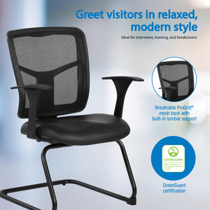 ProGrid® Mesh Back Visitor’s Chair with Arms and Sled Base, Black Dillon Seat