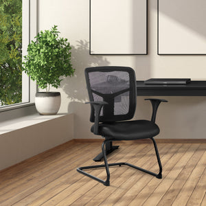 ProGrid® Mesh Back Visitor’s Chair with Arms and Sled Base, Black Dillon Seat