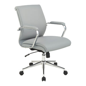 Mid-Back Manager's Chair in Silver Ion Technology Dillon with Padded Chrome Arms and Chrome Base