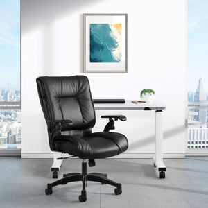 Leather Conference Chair with Cantilever Arms and Industrial Steel Finish Base